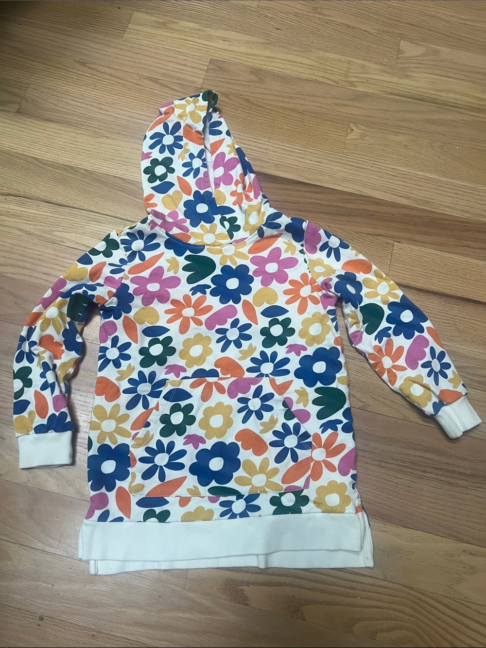 Hanna Andersson Floral Hoodie Dress - Blue, Pink, Yellow, Green, Orange